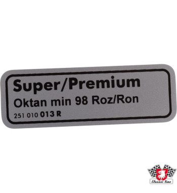 Naklejka, "Super/Premium Oktan min 98 Roz/Ron"
